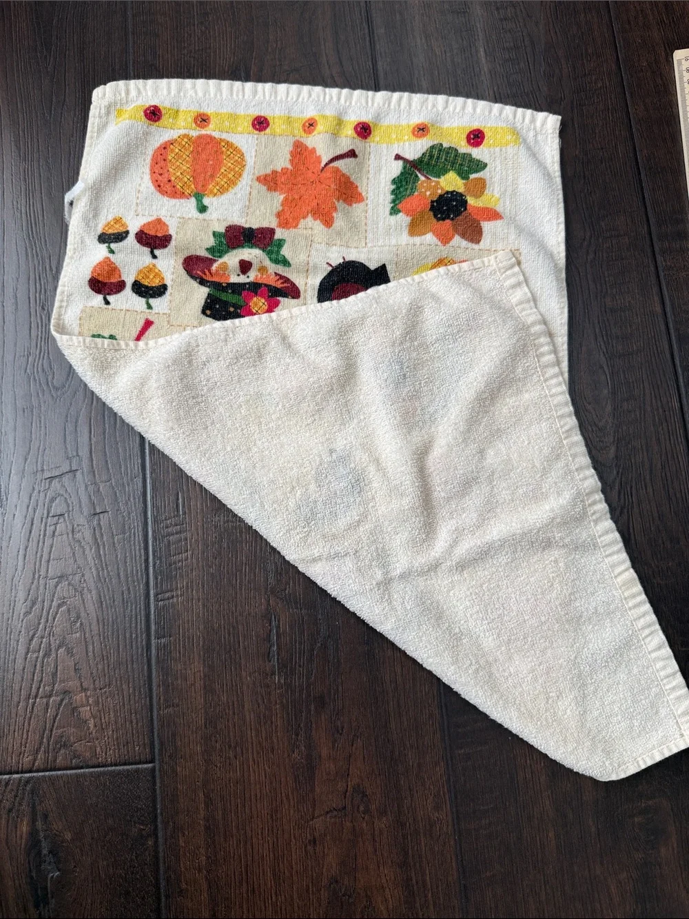 VTG Autumn Patchwork Harvest Printed Kitchen Towel - Fall Decor 14x23